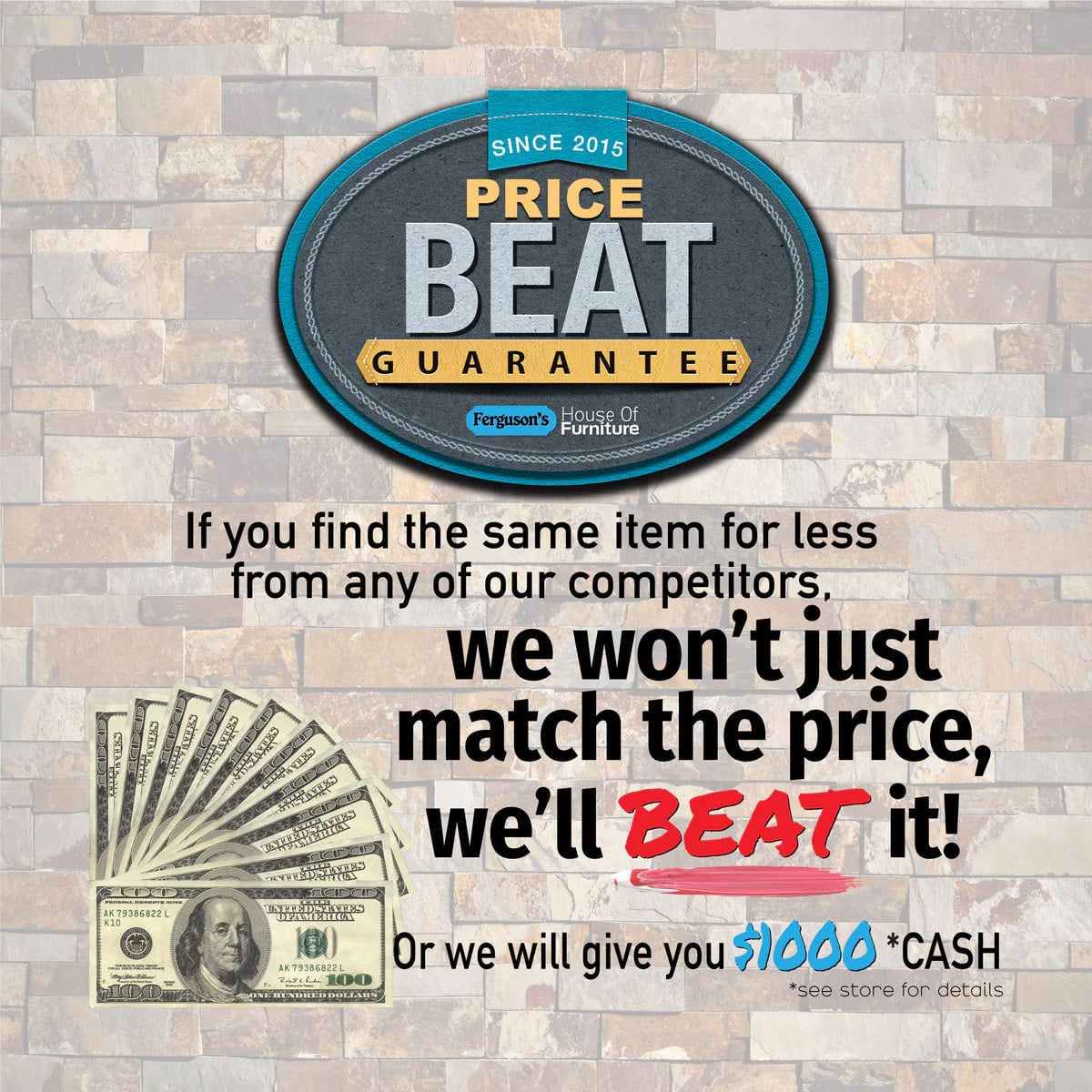 We don't match the price, we'll beat it